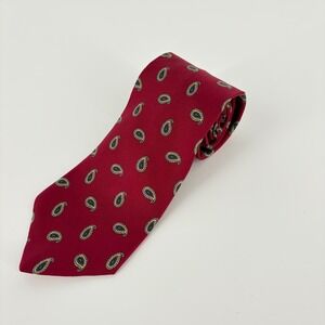 Hardy Amies Silk Paisley Necktie Burgundy Blue Yellow Men's Formal 60"Lx3.75"W